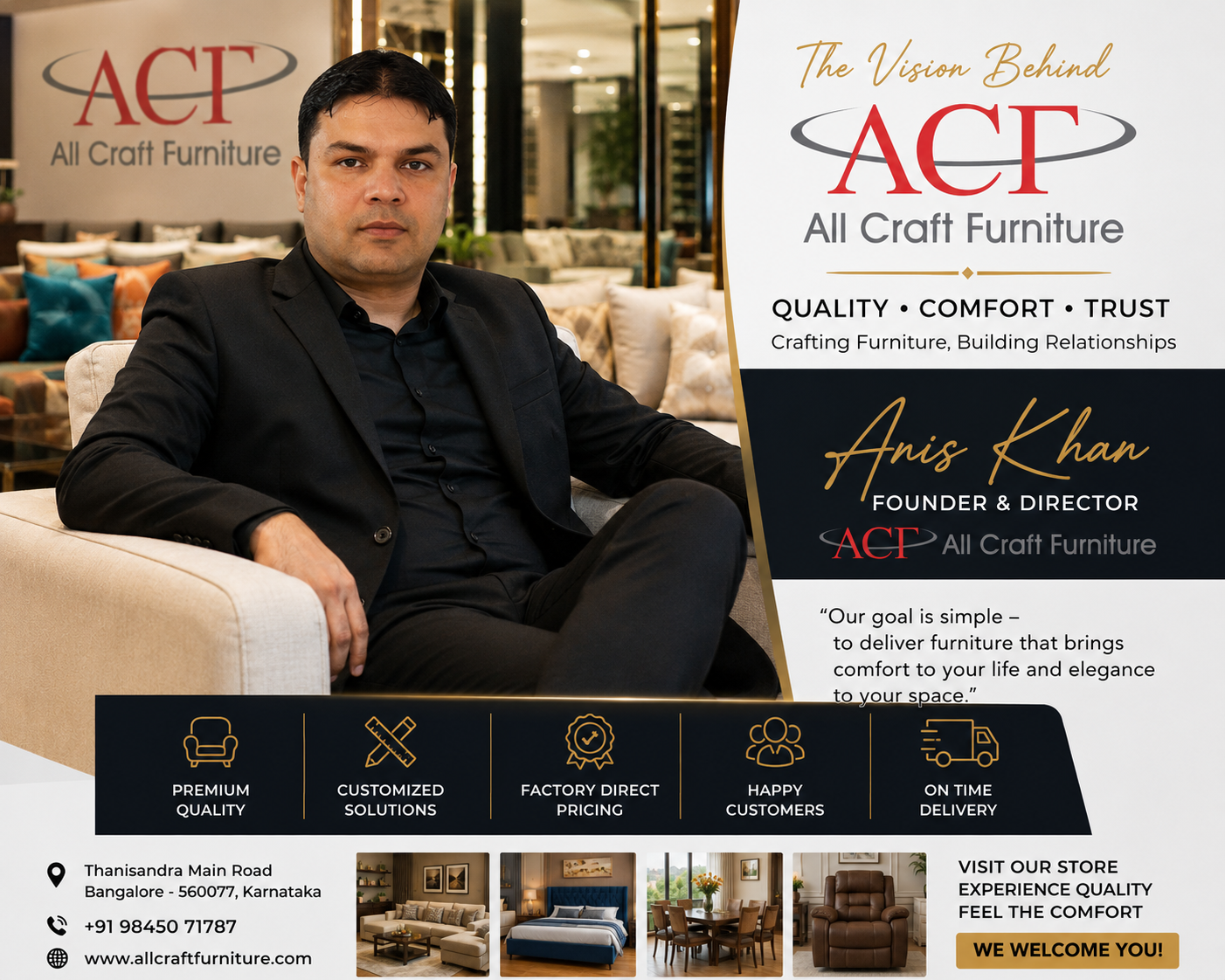 Anis Khan – Founder & Director of All Craft Furniture Bangalore: Building One of Bangalore’s Most Trusted Custom Furniture Manufacturing Brands in 2026